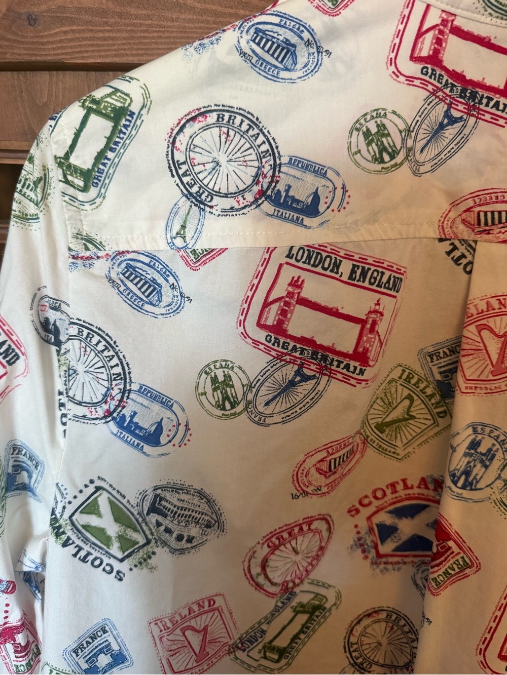 Talbots Modern Classic Shirt in Passport Stamps L - Picture 11 of 13